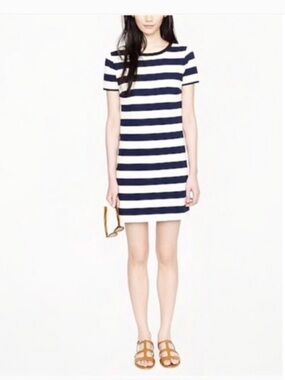 J.CREW Women's Striped Cozy Beach  Sheath Dress Navy Blue/White, Size XXS EUC